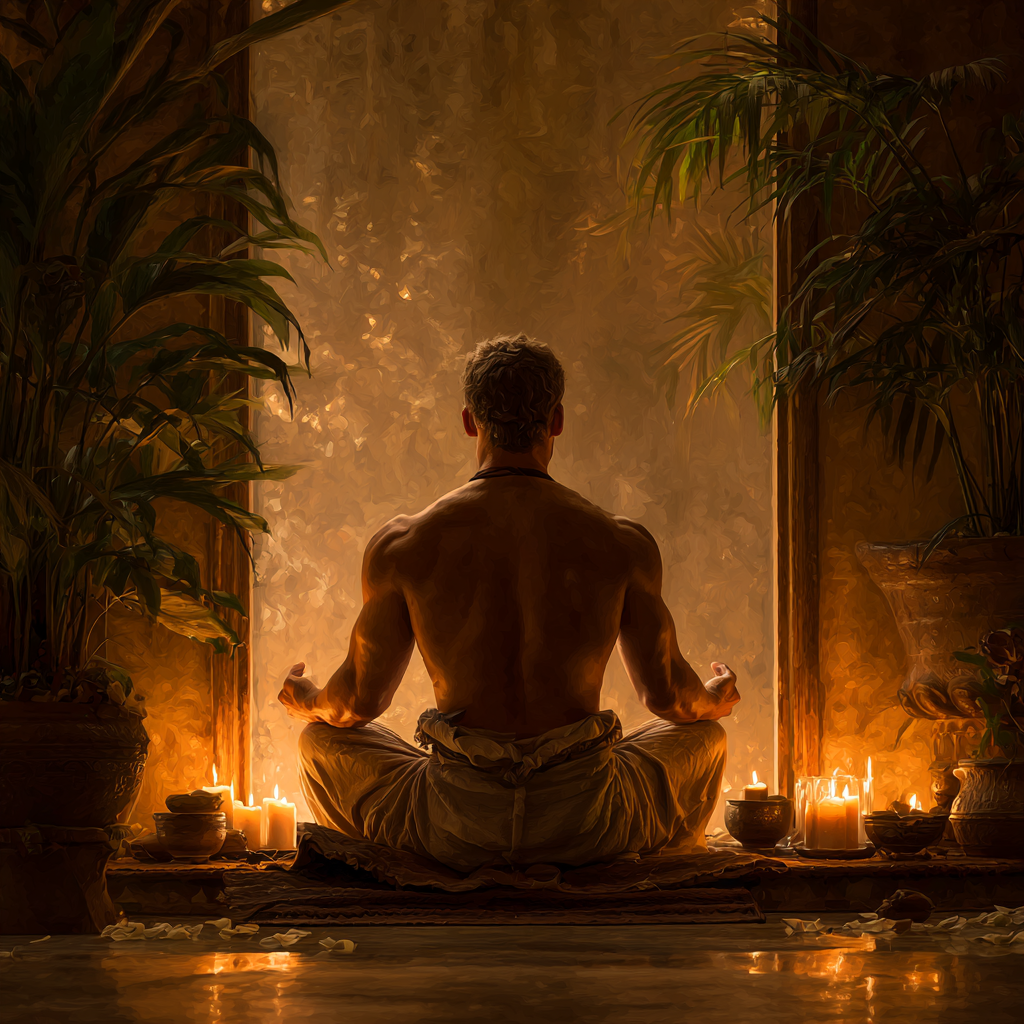 Espacio de yoga tranquilo y sereno